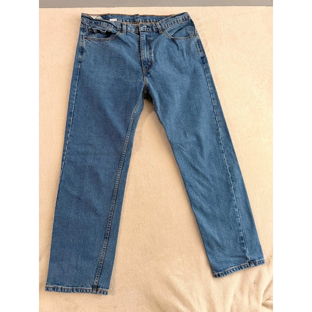 Levi's Mens 36x30 Blue Jeans 505 Regular Fit Straight Leg Denim Pants
